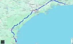 Imagem do google maps com trajeto entre Niterói e Beto Carrero