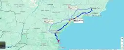 Imagem do google maps com trajeto entre Juiz de Fora e Beto Carrero