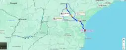 Imagem do google maps com trajeto entre Londrina e Beto Carrero