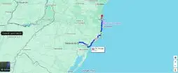 Imagem do google maps com trajeto entre Caxias do Sul e Beto Carrero