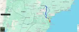 Imagem do google maps com trajeto entre Araçatuba e Beto Carrero