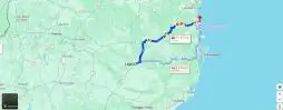 Imagem do google maps com trajeto entre Lages e Beto Carrero
