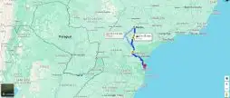 Imagem do google maps com trajeto entre Marília e Beto Carrero