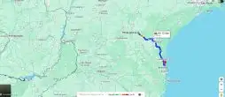 Imagem do google maps com trajeto entre Ponta Grossa e Beto Carrero