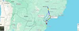 Imagem do google maps com trajeto entre Uberlândia e Beto Carrero