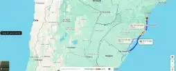 Imagem do google maps com trajeto entre Rio Grande e Beto Carrero